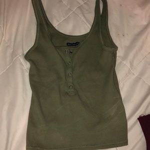 green ribbed henley crop top